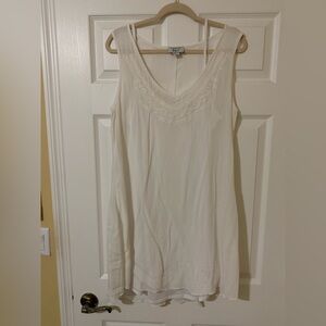Sienna Rose Embroidered V-Neck Sleeveless White Mini Dress with Slip‎ Large Boho